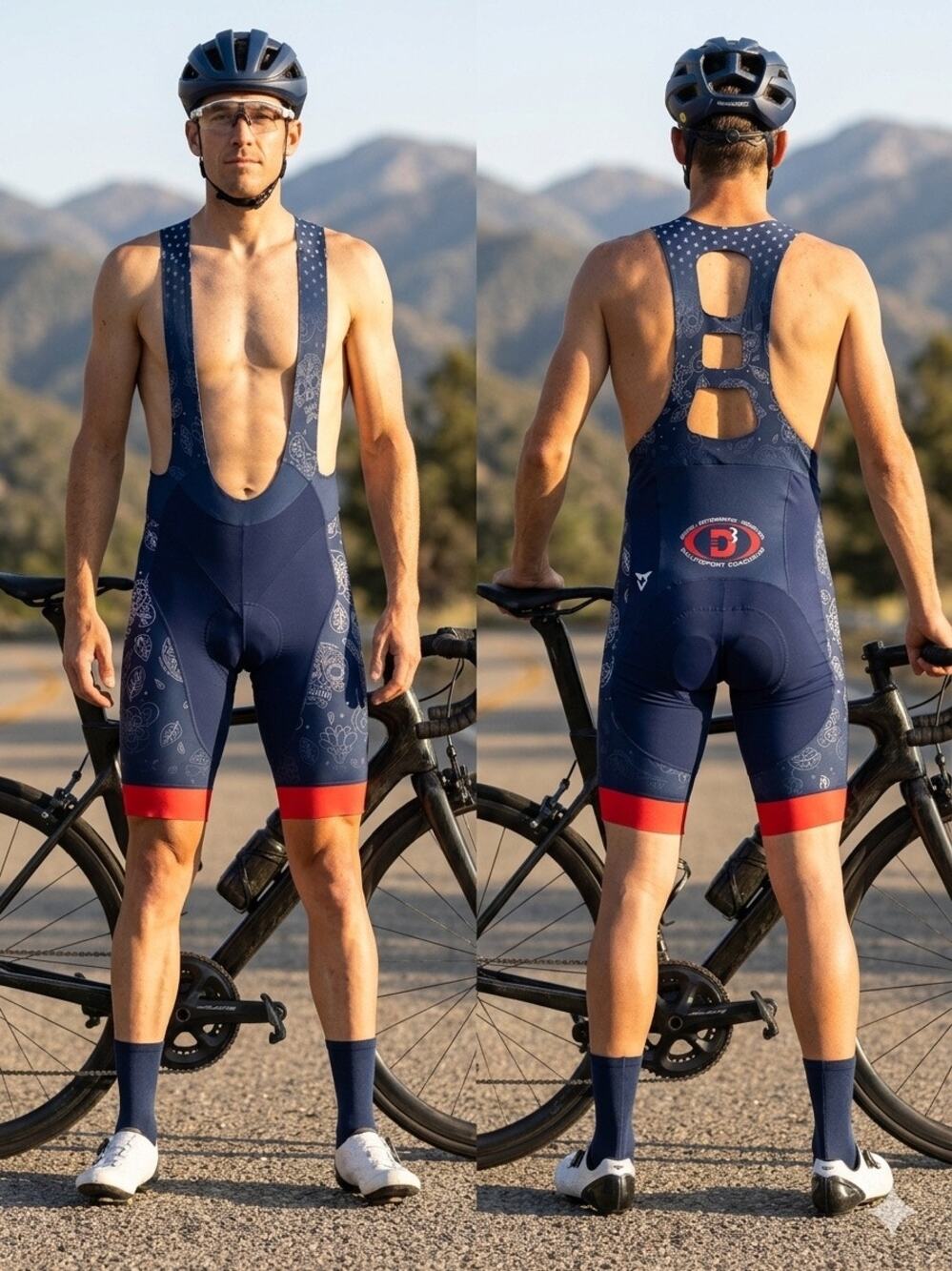 Cuore Of Switzerland cycling red white blue Sugar Skull bibshorts Size 2XL